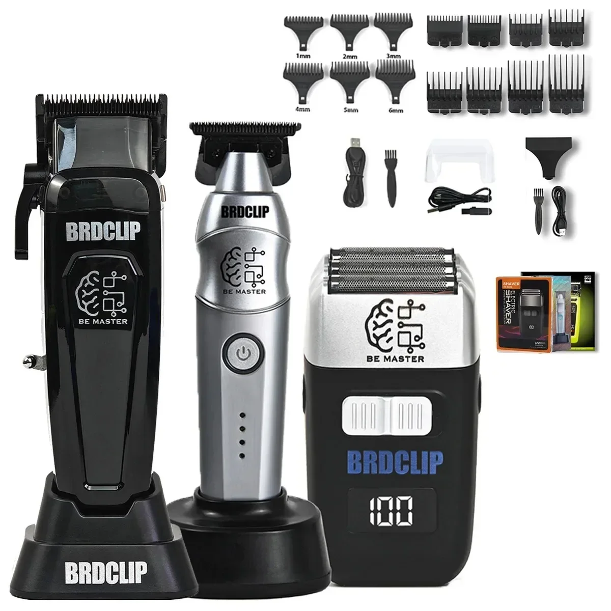 BRDCLIP 106 617 8008 Barber Shop Set Professional Electric Hair Clipper Hair Trimmer for Man Electric Shaver 3 Net DLC Blade