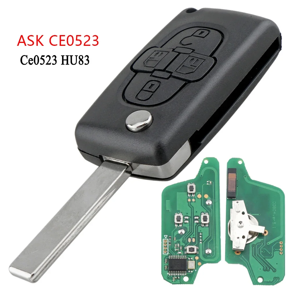 ASK 2/3/4 Buttons 433Mhz Remote Car Key CE0536/CE0523 for Peugeot 207 307 308 407 607 807 For Citroen C2 C3 C4 C5 C6 Auto Parts