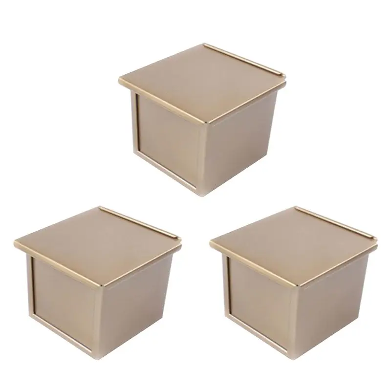 VEHO-3X Mini Loaf Pan With Lid, Dough Capacity Non-Stick Rectangle Flat Toast Box For Oven Baking