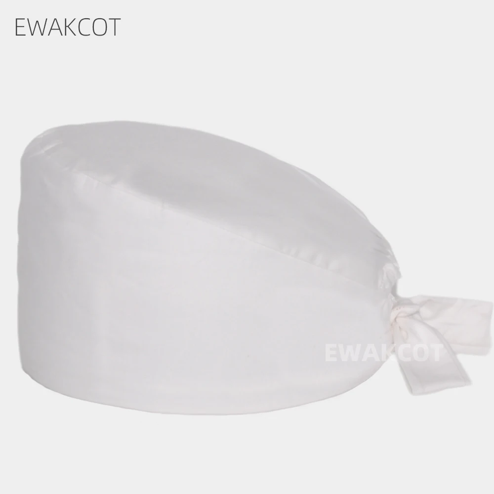 New Operating room Solid Caps with sweatband 100%cotton breathable nursing scrub cap women men nurse doctor work surgical hats