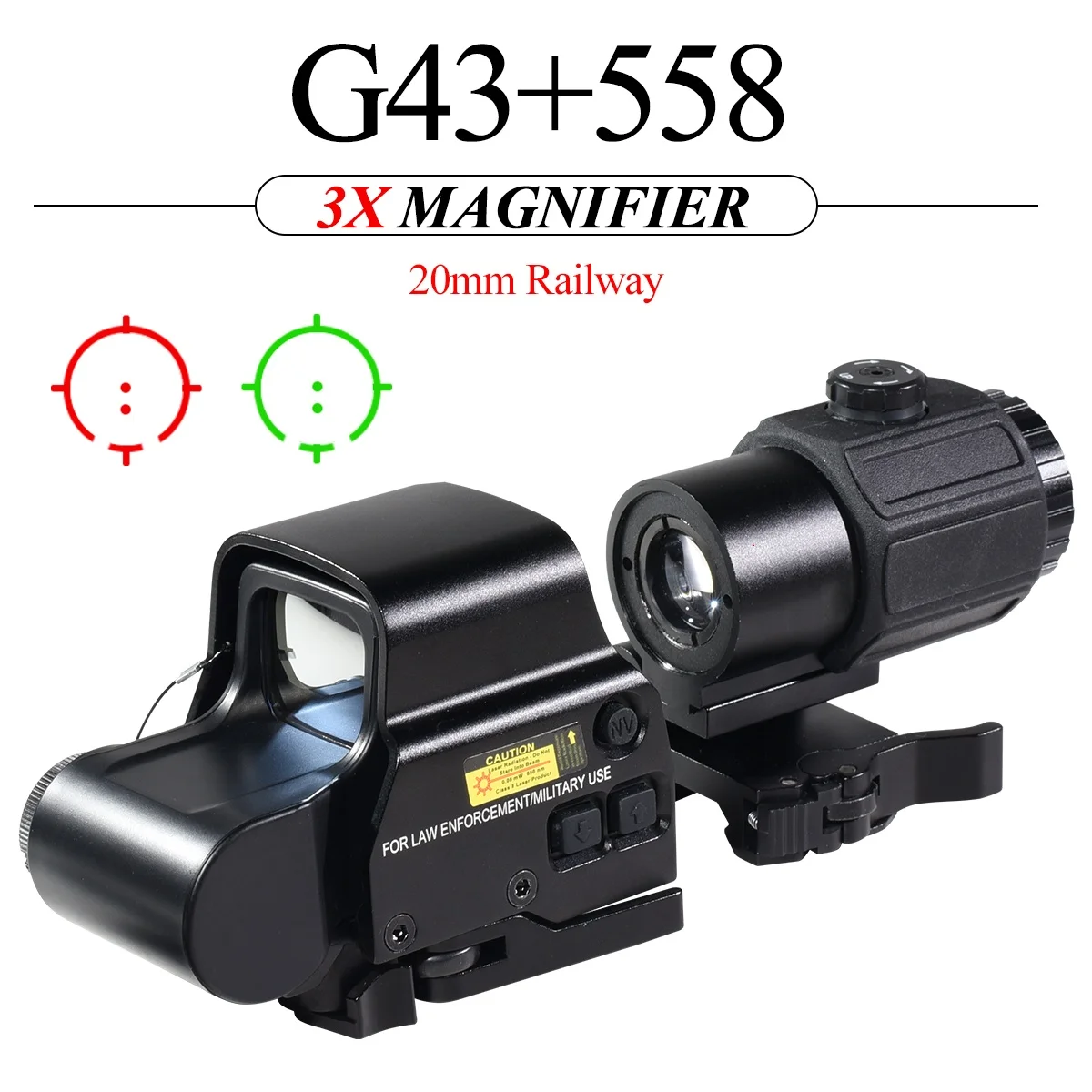 E * T * CH 558 + G33/G43/G45 صندوق تكتيكي ثلاثي الأبعاد أخضر أحمر نقطة البصر الصيد 3X 5X المكبر Riflescope أفضل نسخة Airsfot والعتاد