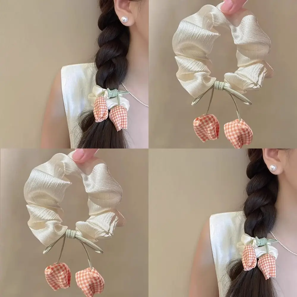 

Fashion Sweet Tulip Flowers Hair Rope Cloth Bowknot Floral Headrope Elegant Hair Rope Hair Accessories