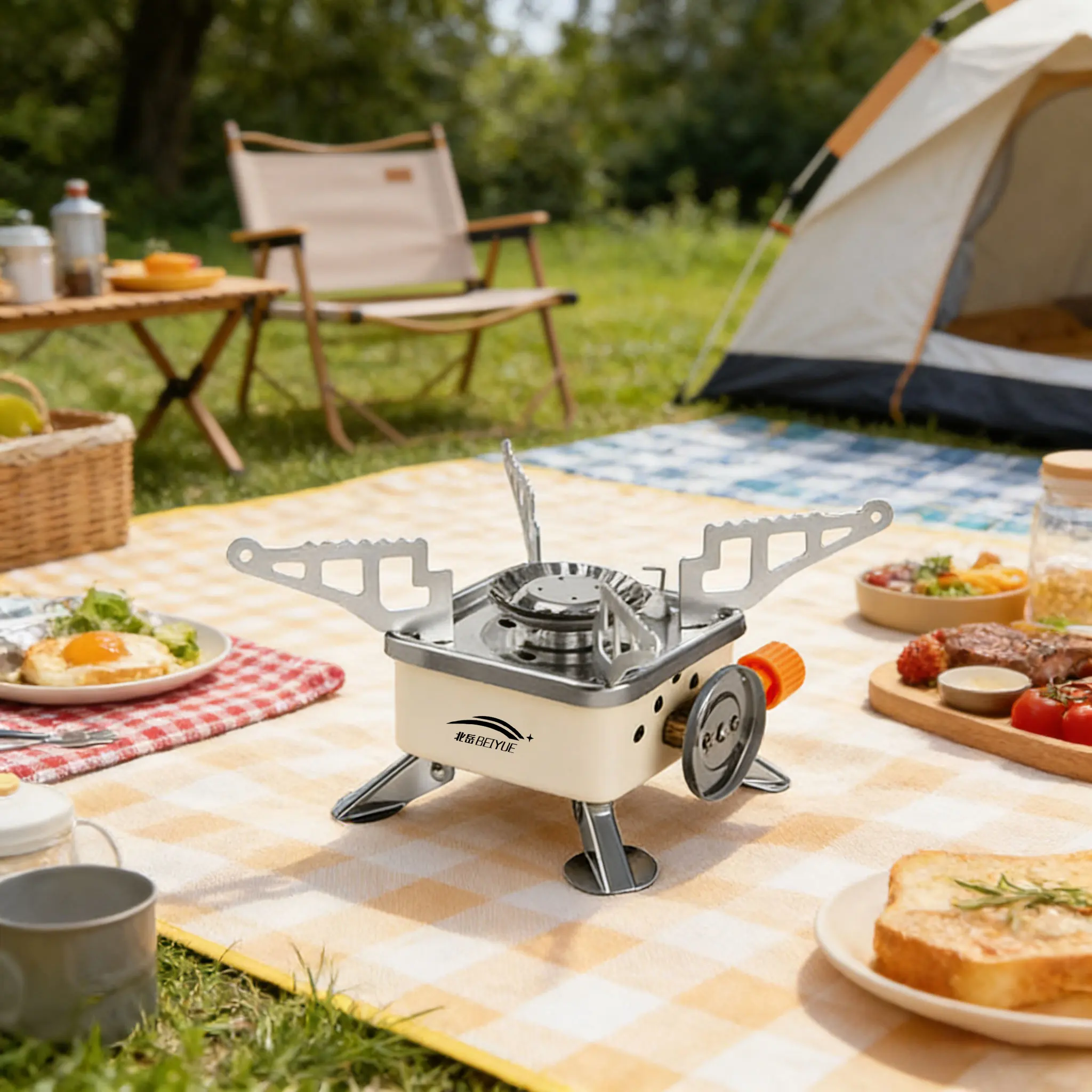 

Газовая плита BEIYUE 4500 Вт, высокомощная, разборная, портативная, инфракрасная, ветрозащитная горелка для пикника