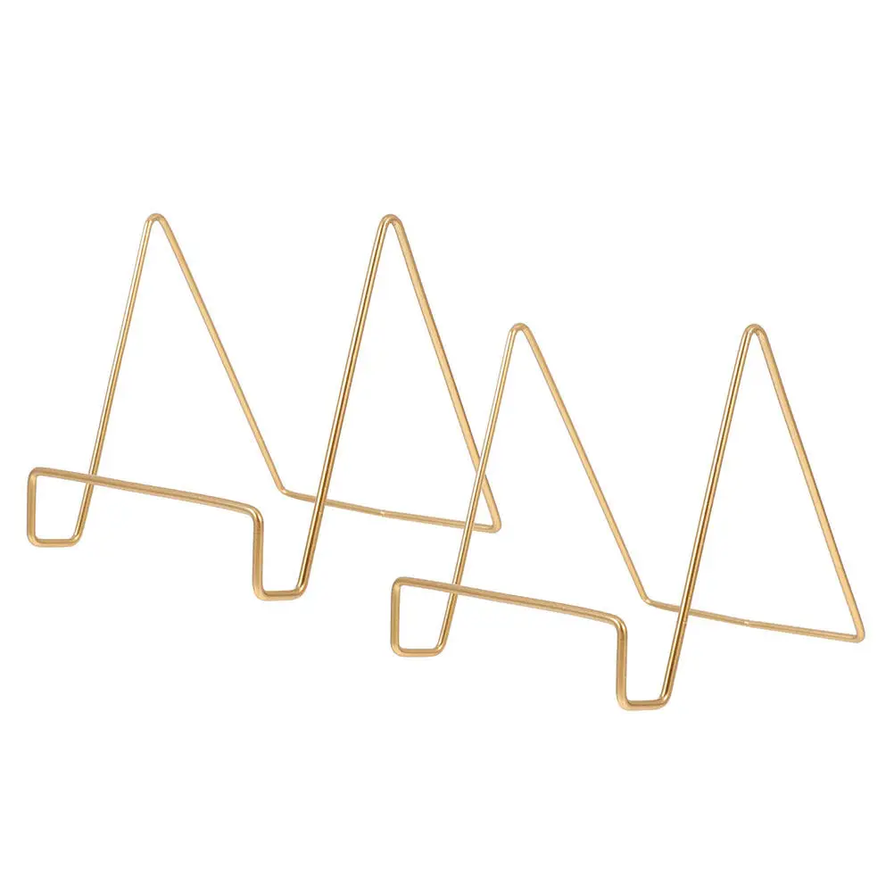 2Pcs Gold Metal Display Easel Sturdy Heavy Duty Book Stand Plate Holder Recipe Book Postcard Display Stand Decorative Table Top