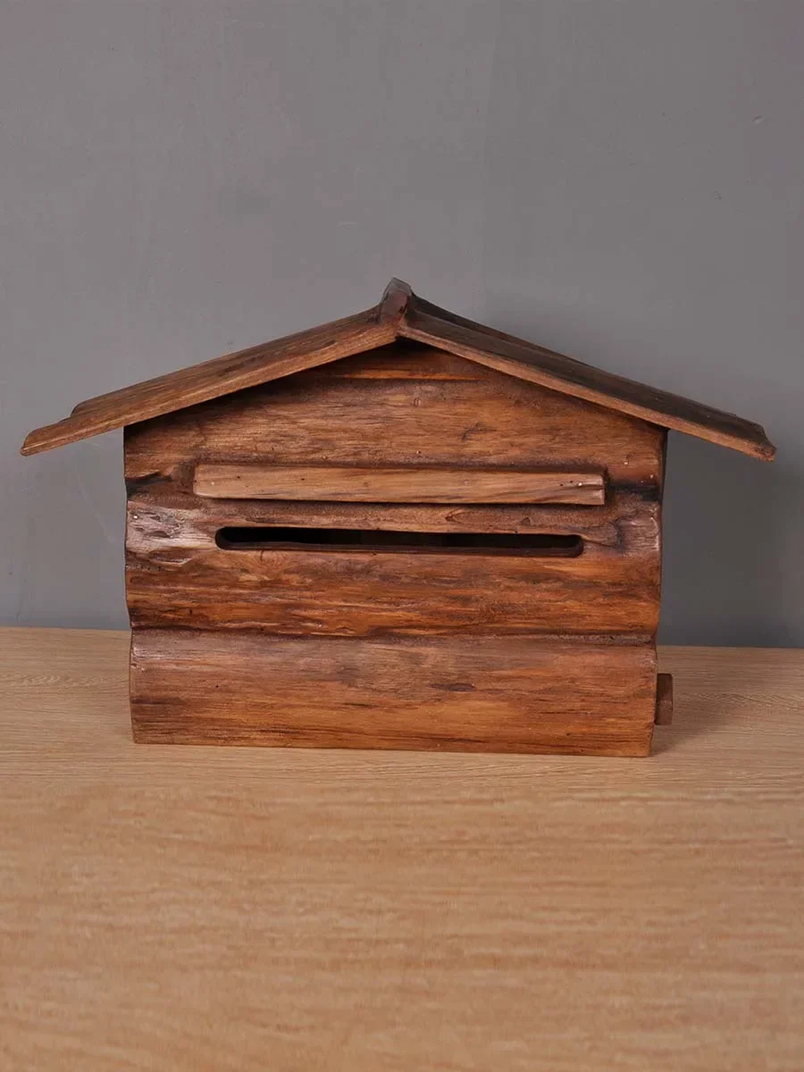 

Solid wood wall-mounted mailbox Outdoor household pastoral creation Milk box Yijian donation box Storage box Villa mailbox