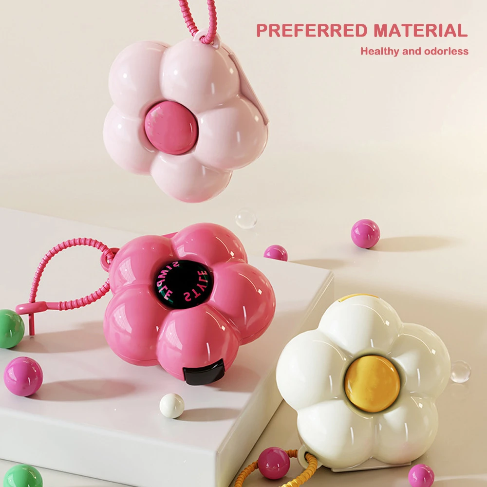 

Cute Flowers Storage Box Pendant Dopamine Waterproof Organizer Box Plastic Multi-function Medicine Box Travel