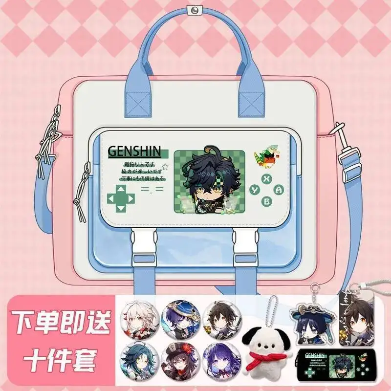 

anime Game GS IMPACT Game Anime Cos Kinich Citlali Escoffier Varesa Iansan Etc. 2025 Unisex Simple Color-Blocking Backpack And H