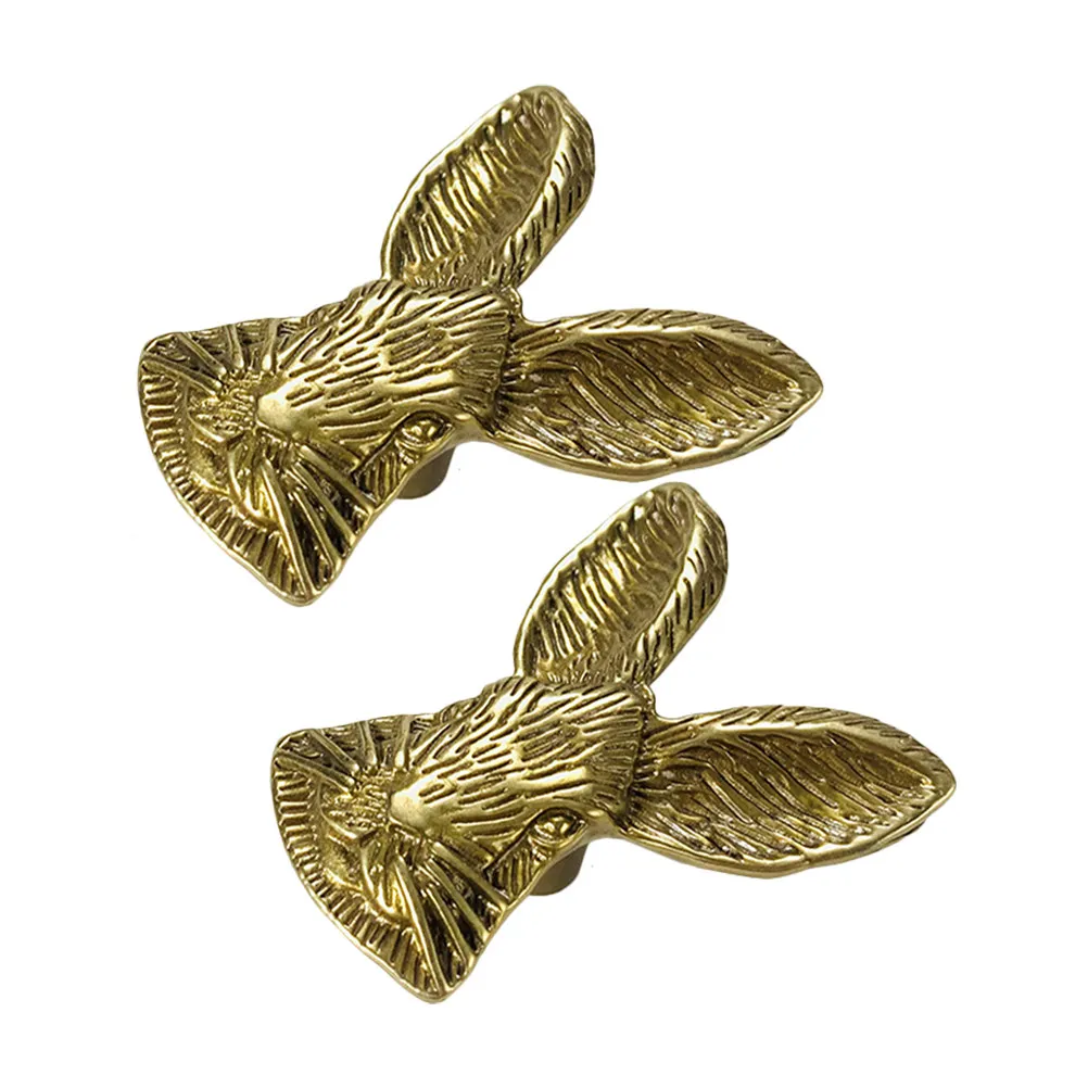 

2Pcs Bunny Head Drawer Handles Brass Gold Cabinet Knobs Dresser Pulls Kitchen Cabinet Handles Drawer Pulls and Knobs