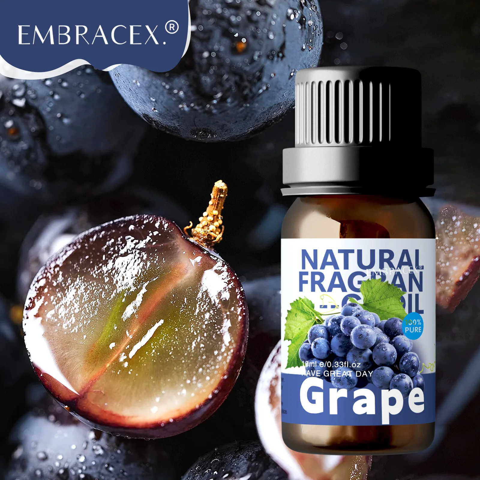 Aceites esenciales de uva de 10ml, aceite facial para el cuidado de la piel, aceite de masaje, aceite de fragancia de fruta, aroma duradero, regalo para amigos