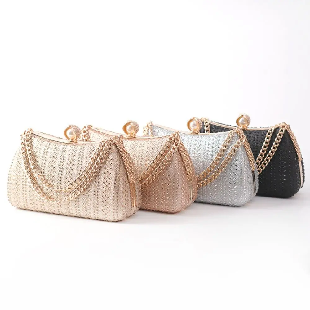 حقيبة كتف مسائية جديدة مطرزة بأحجار الراين سلسلة محفظة حقيبة صغيرة لحفلات الزفاف #6