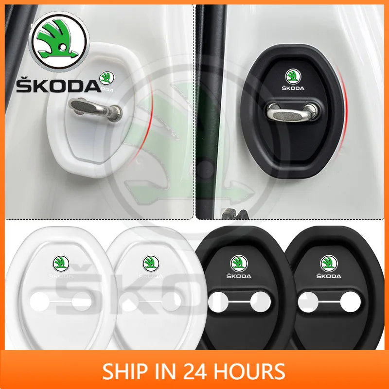 2026 Novo Adesivo para Carro Skoda, 4 Peças de Capa Protetora para Fechadura de Porta, Capa para Fechadura de Porta para Skoda Octavia Rapid Kodiaq Ka