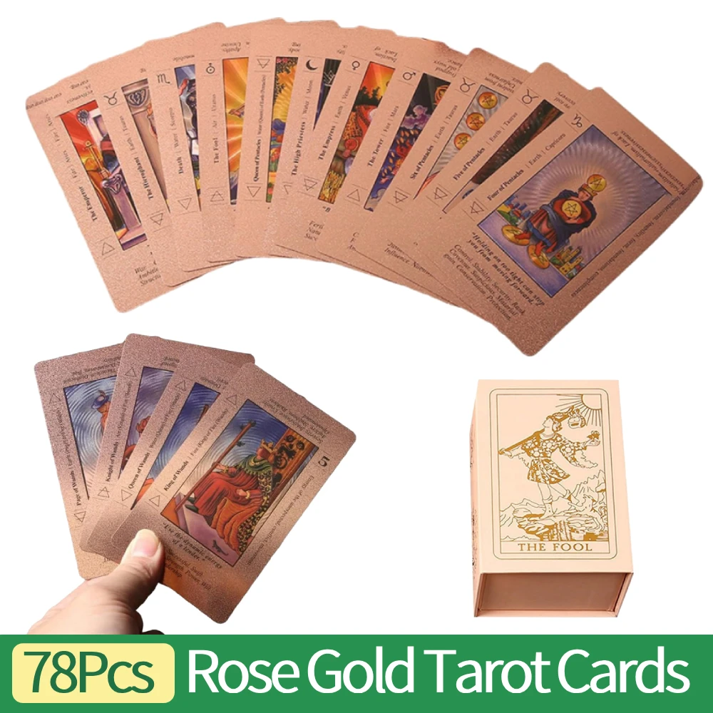 

78 Classic Divination Set with Guide Book Rose Gold Waterproof Tarot Cards with Meanings on Them Holiday Party Board Game Tools