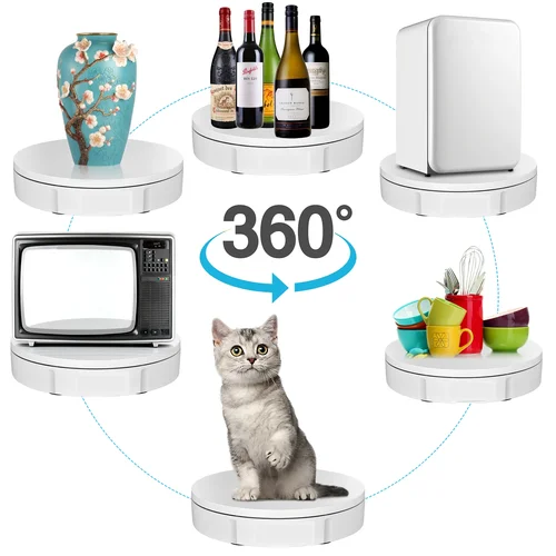 Imagen 2 del producto Soporte de exhibición giratorio eléctrico de alta resistencia de 50 kg con control remoto, 360 ° Velocidad y ángulo ajustables para venta en vivo/plataforma giratoria de fotografía