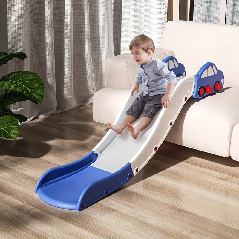 

Couch Slide for Stairs Bed Kids Extended Widened Toddler Slide Plastic Indoor Toy Easy to Assemble Store Car Blue Plus