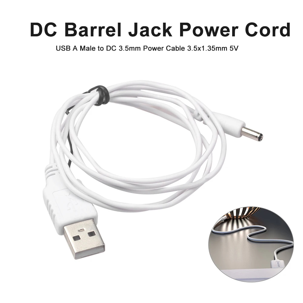 USB A Male to DC 3.5mm Power Cable 3.5x1.35mm DC Barrel Jack Power Adaper Cord