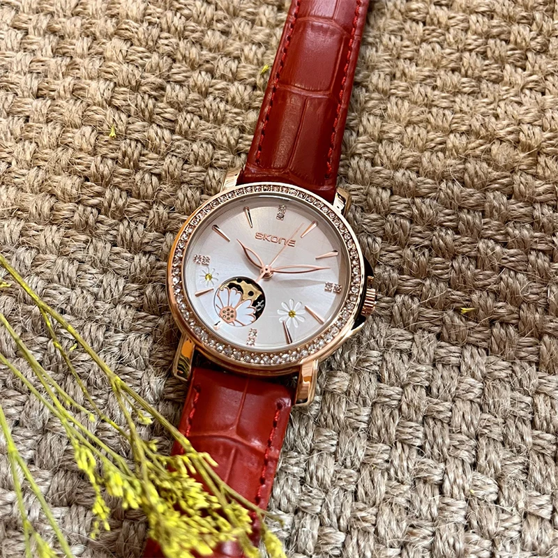 Workplace Commuting Business Red Strap Camellia Women's Watch Internet Celebrity Explosive Fully Automatic Mechanical Watch