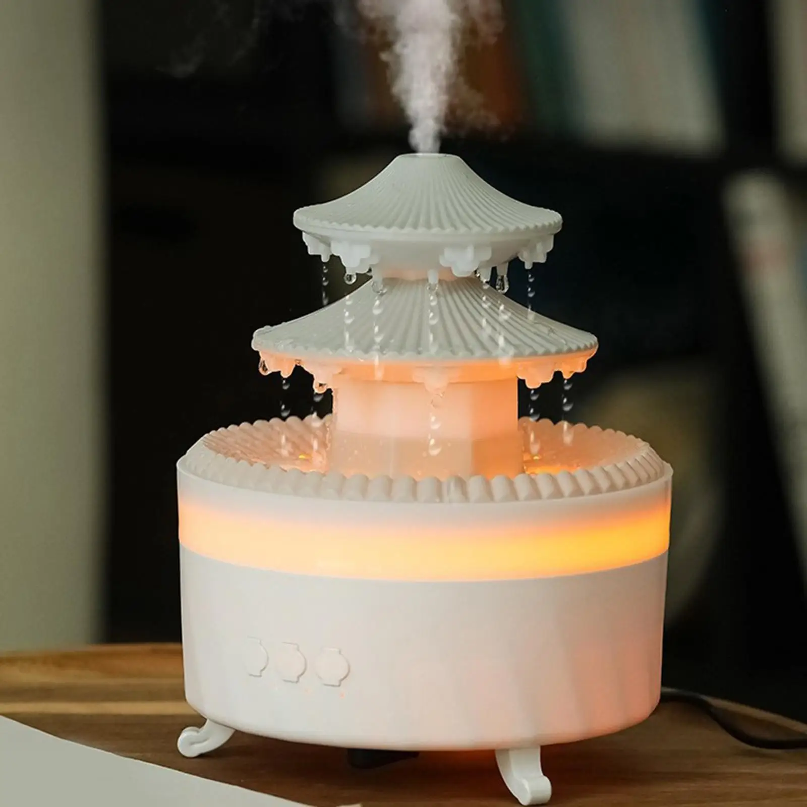 Raindrop Humidifier Professional 7 Colorful Lights Multipurpose Night Light Aroma Humidifier for Bedside Table Office Tabletop