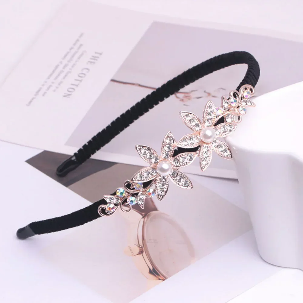 Korean Crystal Vintage Bezel Headwear Women Headband Girls Vintage Hair Bands Hairband Hoop for Wedding Party Hair Accessories