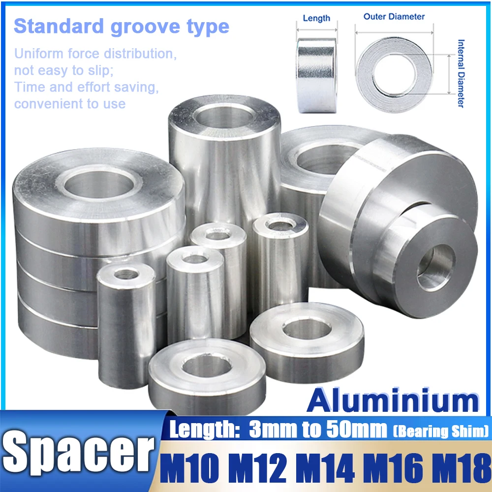 

1pcs Aluminum Alloy Bushing Gasket Non-threaded Standoff Spacer M10 M12 M14 M16 M18 Flat Washer Bushing CNC Sleeve