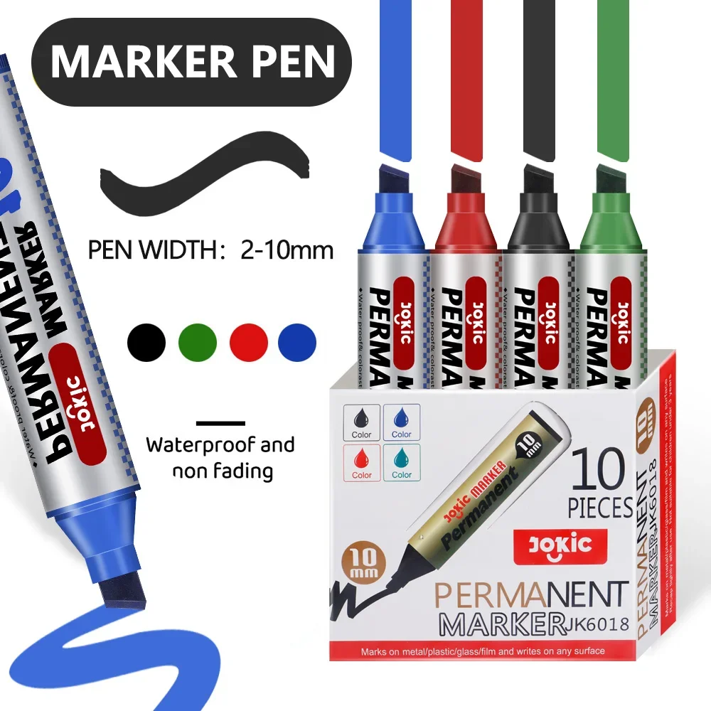 Imagem -06 - Conjunto de Cores Caneta Marcador Permanente Tinta à Prova Impermeável Água Fina Nib Bruto Preto Azul Vermelho Verde Tinta 10 mm Canetas Marcadoras Cor Bruto Peças