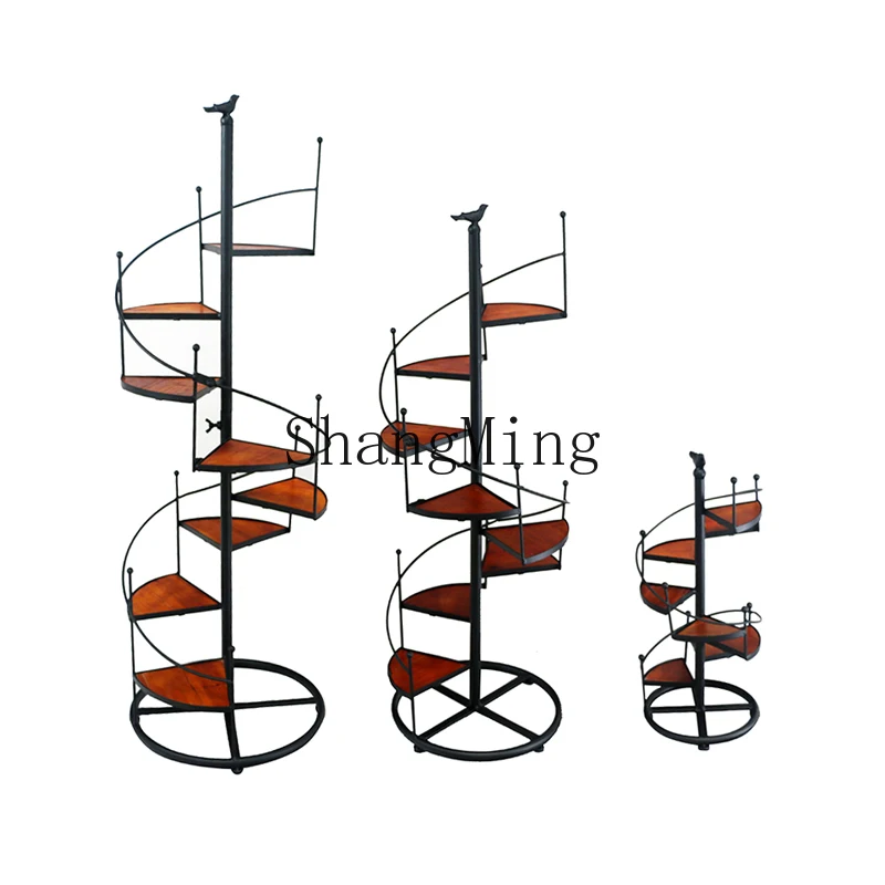 LXY wrought iron balcony multi-layer floor-to-ceiling living room decorative flower pot rack succulent step rotating flower rack