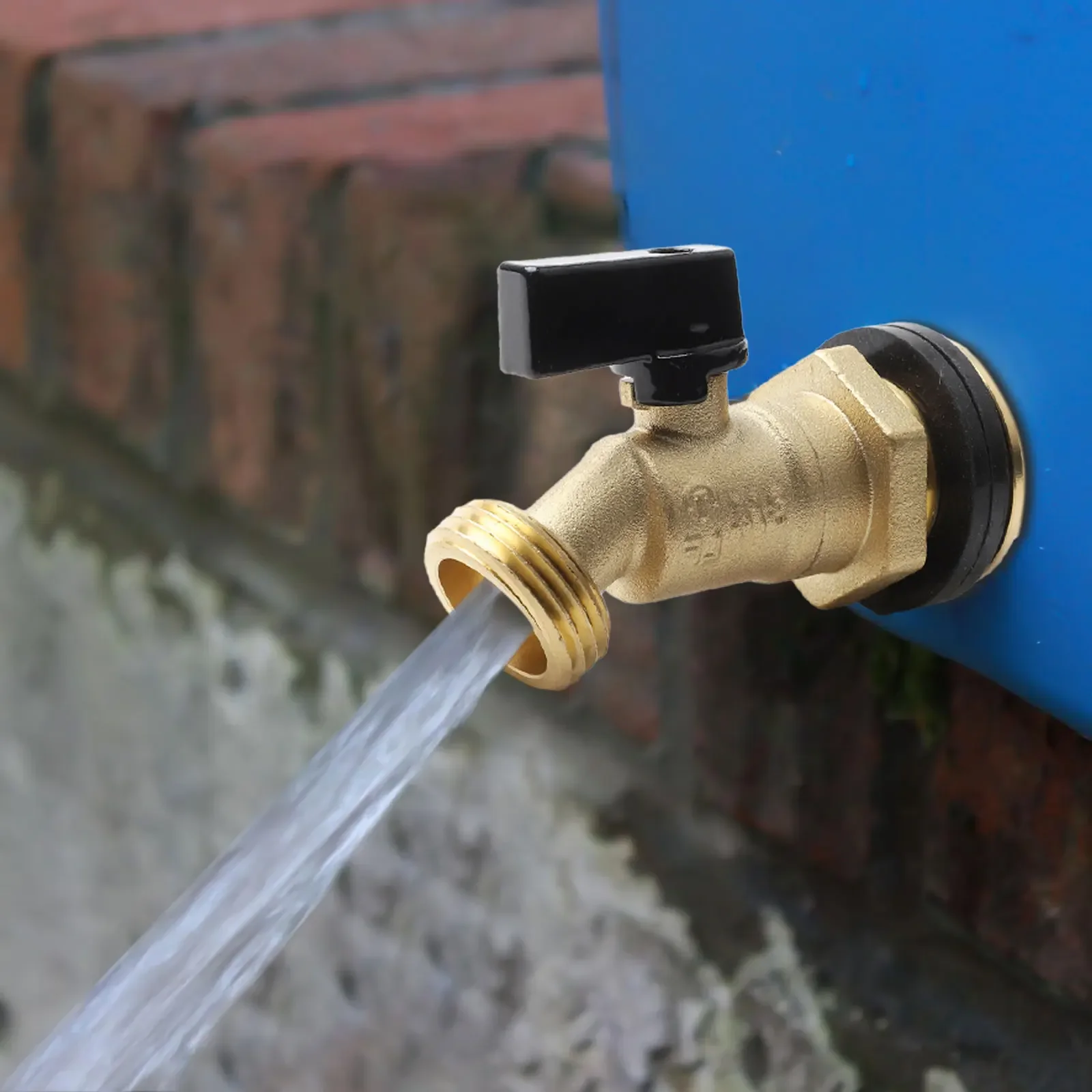 

Brass Water Container Rain Faucets Spigot Kit 1/2" Inlet To 3/4" With Bulkhead Fitting And Washers Garden Accessories