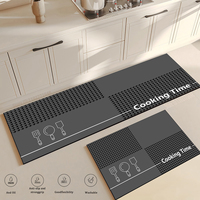 Kitchen Corner Floor Mat  Waterproof Carpet Non-slip Foot Mats Long Carpets Rug Black Plaid Home Decoration Rugs Washable Mat