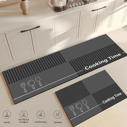 Kitchen Corner Floor Mat  Waterproof Carpet Non-slip Foot Mats Long Carpets Rug Black Plaid Home Decoration Rugs Washable Mat