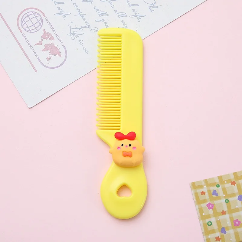 1pcs Cute and Safe Mini Cartoon Plastic Hair Brush - Portable and Convenient Small Hair Comb in Candy Colors