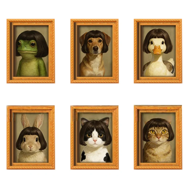 Mini Wooden Photo Frame Cat Fridge Magnet Funny Dog Duck Rabbit Haircut Fridge Magnet Modern Kitchen Decor Refrigerator Ornament