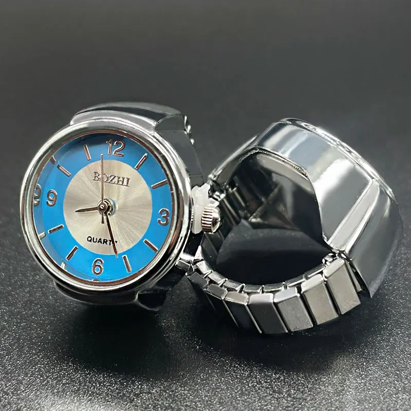WLP Fashion Punk Alloy Quartz Watch Finger Rings for Women Men Vintage Stretchy Strap Clock Digital Dial Watches Ring Jewelry