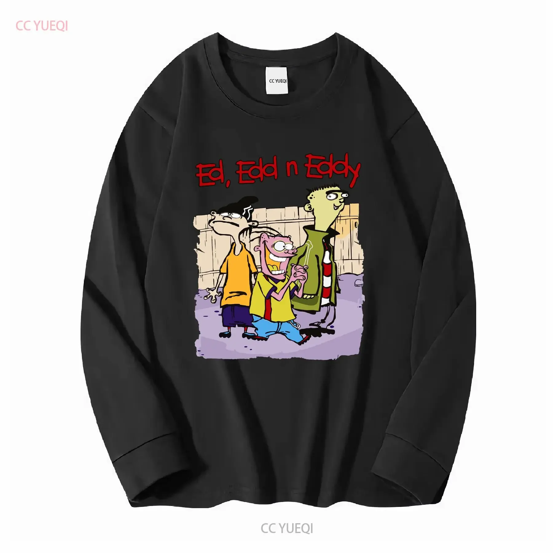 Ed Edd n Eddy Mens T shirt Classic Trio In Front of Fence long or short sleeves vintage Washed designer clothes Soft streetwear
