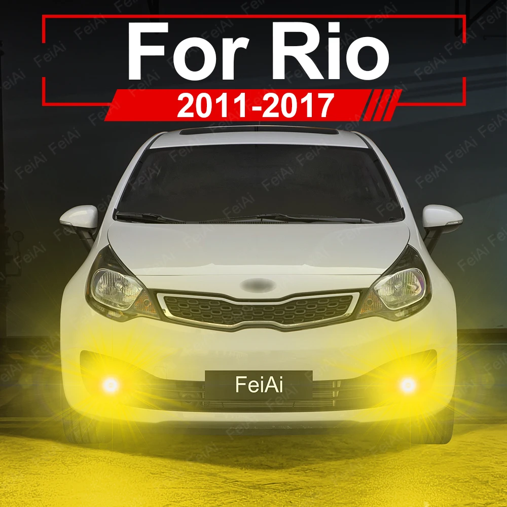 Front LED Fog Lights For Kia Rio 3 UB 2011 2012 2013 2014 2015 2016 2017 Rio Tuning Accessories Dual Color Flash LED Fog Light