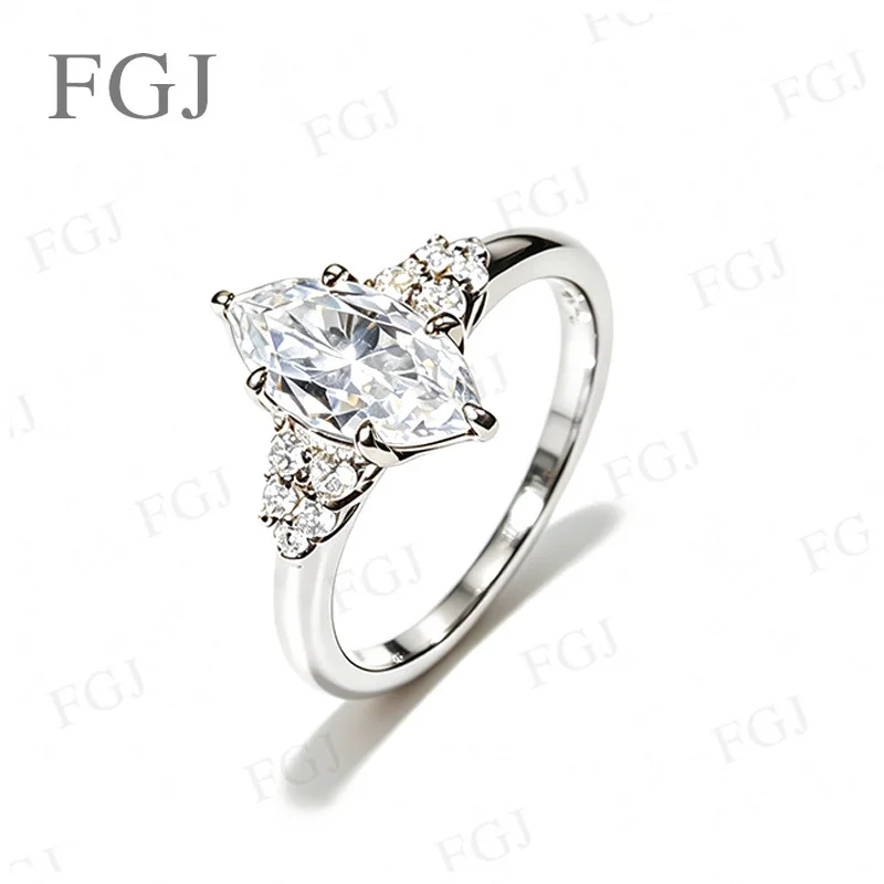 1,5 Karat Seltener Marquise-Moissanit-Paarring aus S925 Silber, Modischer Unisex-Hochzeits- und Verlobungsring, Edles Geschenk-Schmuckstück für Verliebte – Detail 2
