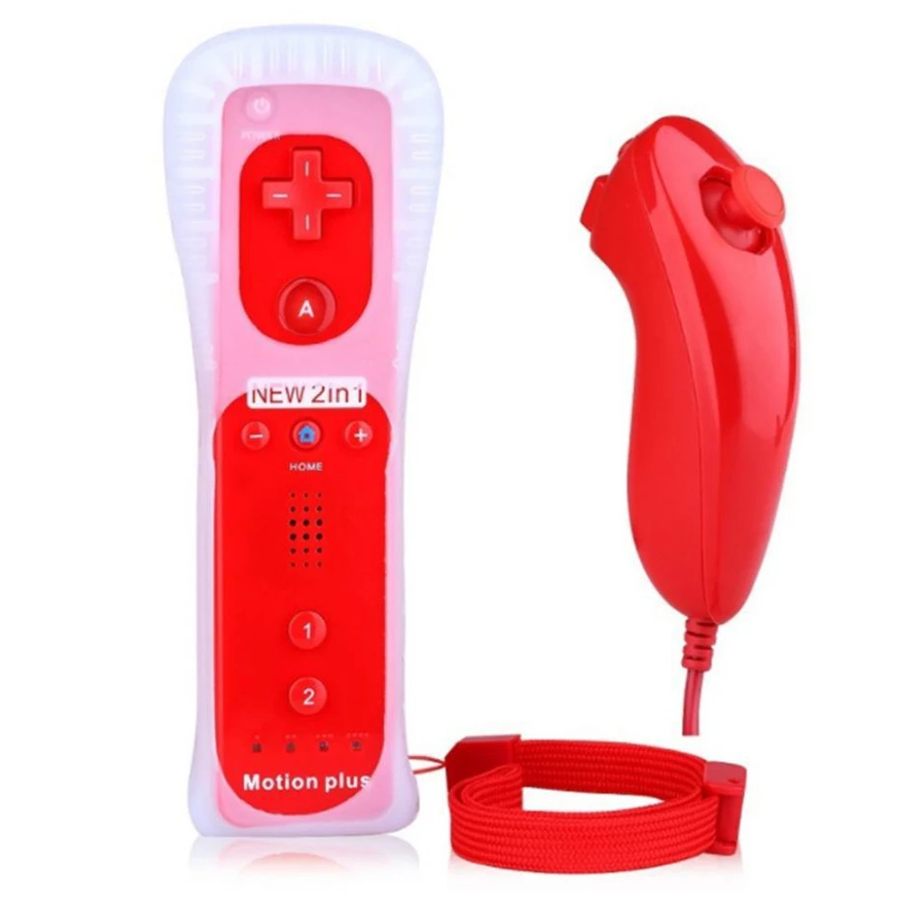 Pilot zdalnego sterowania 2 w 1 z kontroler nunchako dla konsola Wii bezprzewodowy pad do gier z ruchem Plus sterowanie grami Wii