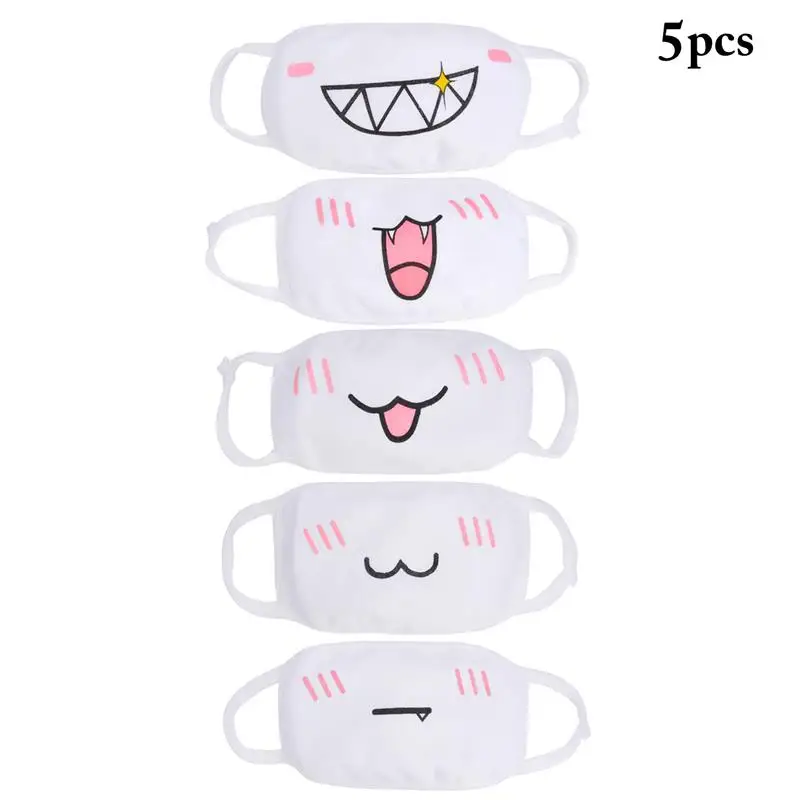 5Pcs/Pack Unisex Cotton Creative Cartoon Printing Mask Anti-Dust Protective Earloop Mouth Mask With Smile Bear Pattern Mask