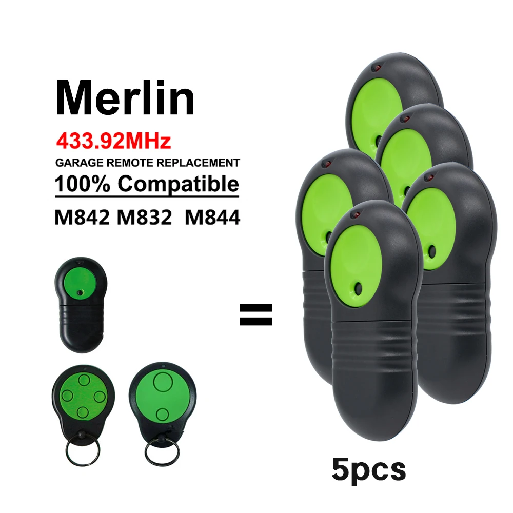 MERLIN M842 M844 M832 Garage Door Remote Control 433.92MHz Rolling Code Works With Merlin 230T 430R Prolift Garage Door Opener