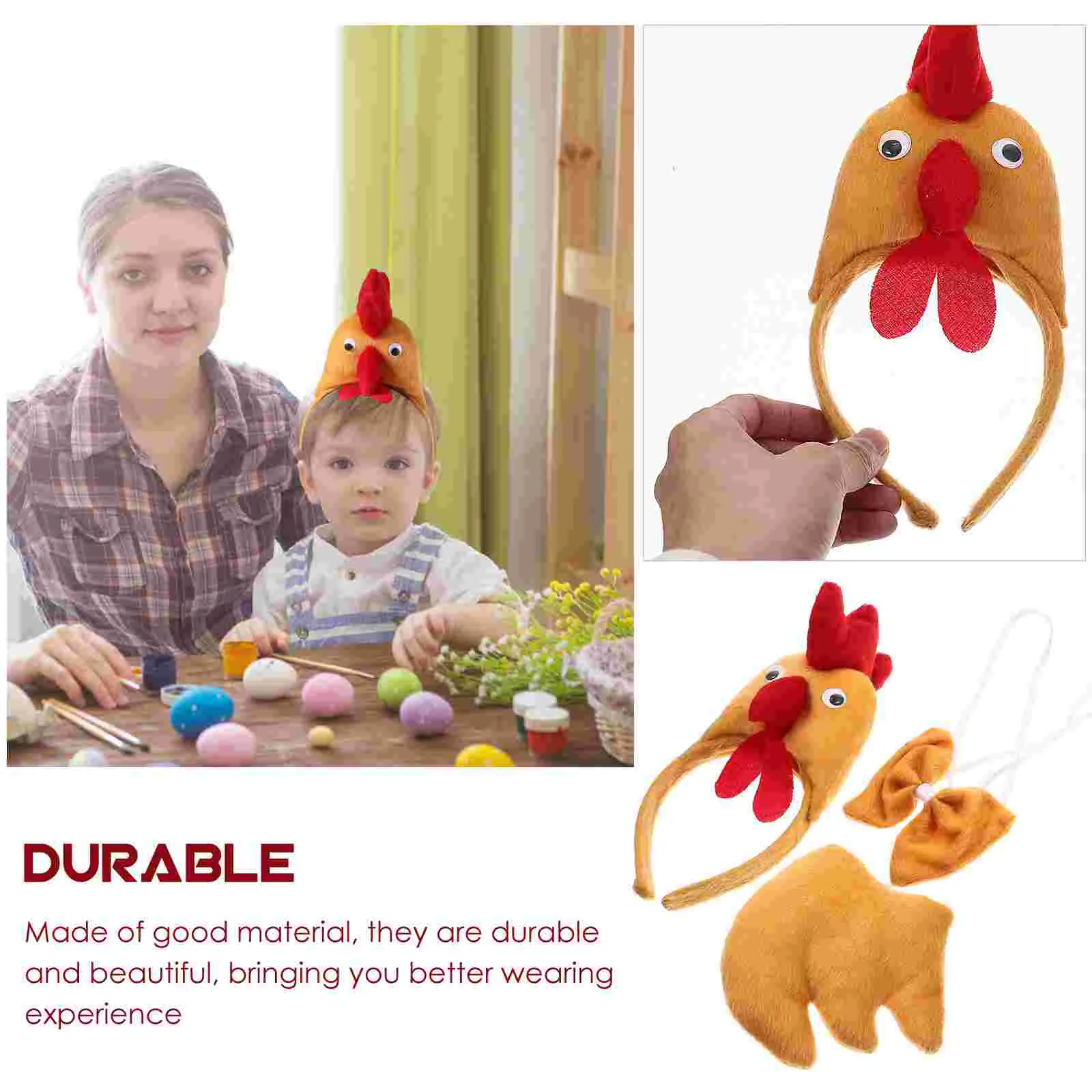 Dreidimensionales Huhn Dreiteiliges Set Ostern Partyzubehör Fliege Cosplay Kostüme Tier Stirnbänder Gefallen