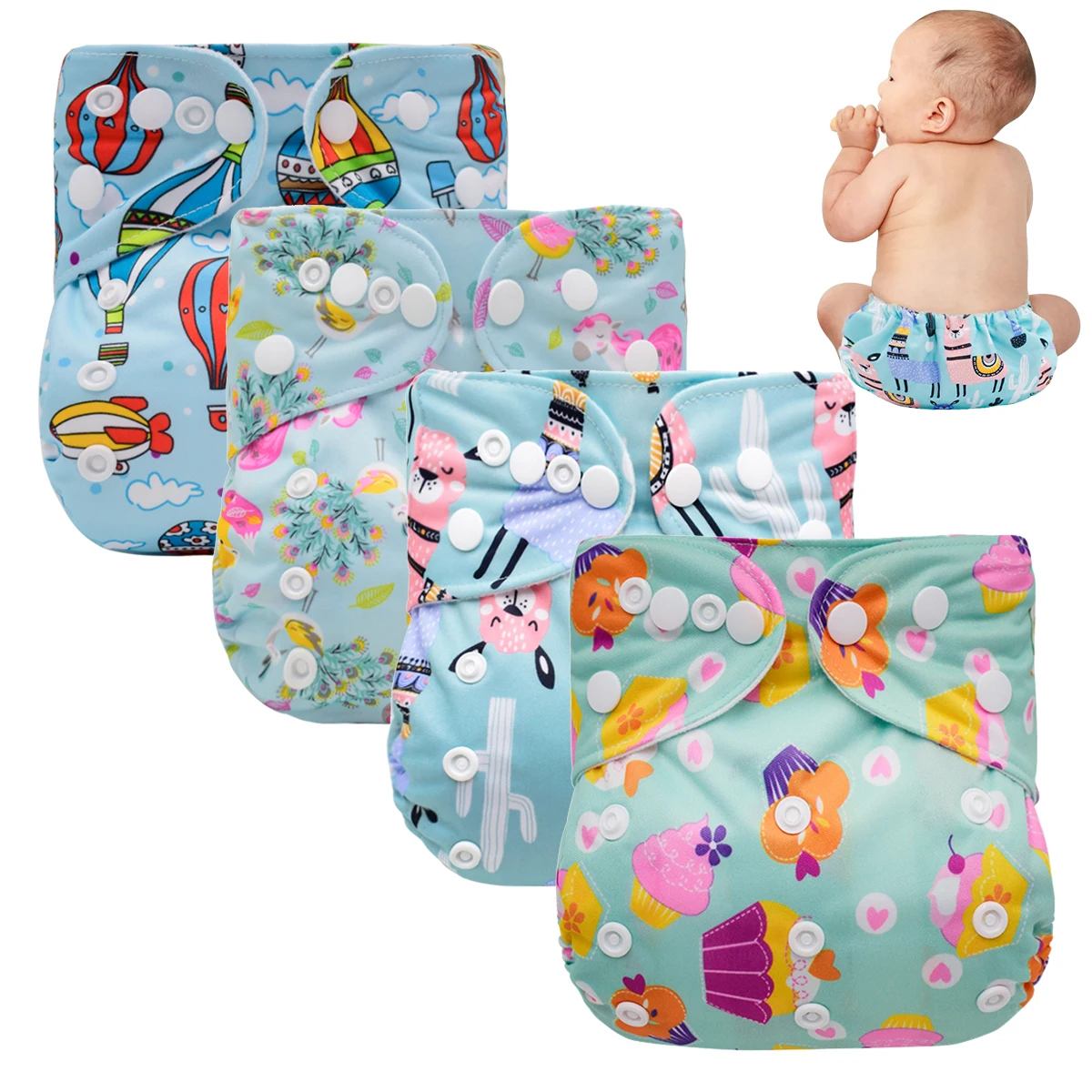 1pcs Baby Diapering Waterproof Reusable Adjustable Eco-Friendly 100% Polyester Baby Cloth Diapers