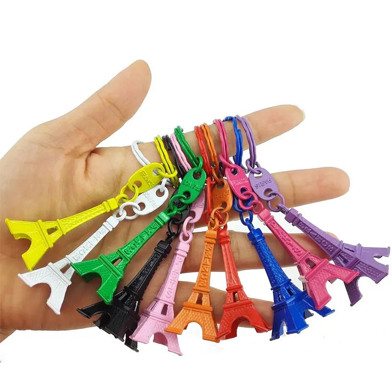 50pcs Paris Eiffel Tower Keychain Mini Eiffel Tower Keyring Candy Color Key Ring 10 Colors