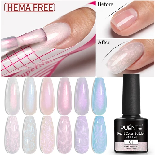 Imagen 2 del producto PUENTE-esmalte de uñas en Gel construcción de Color perla, hilo de concha libre Hema, extensión de uñas con purpurina, barniz de Gel de construcción semipermanente