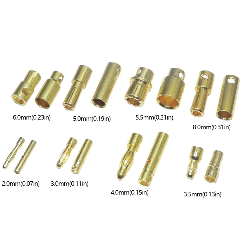 【3Set】2mm 3mm 3.5mm 4mm 5mm Bullet Banana Gold-Plated Banana Male Female Connector Battery Plugs Kits for RC Battery Parts DIY