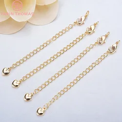(3564)6PCS Volle Länge 85MM 24K Gold Farbe vergoldet Messing Verlängerungskette mit Karabinerverschlüssen Hochwertiges Schmuckzubehör