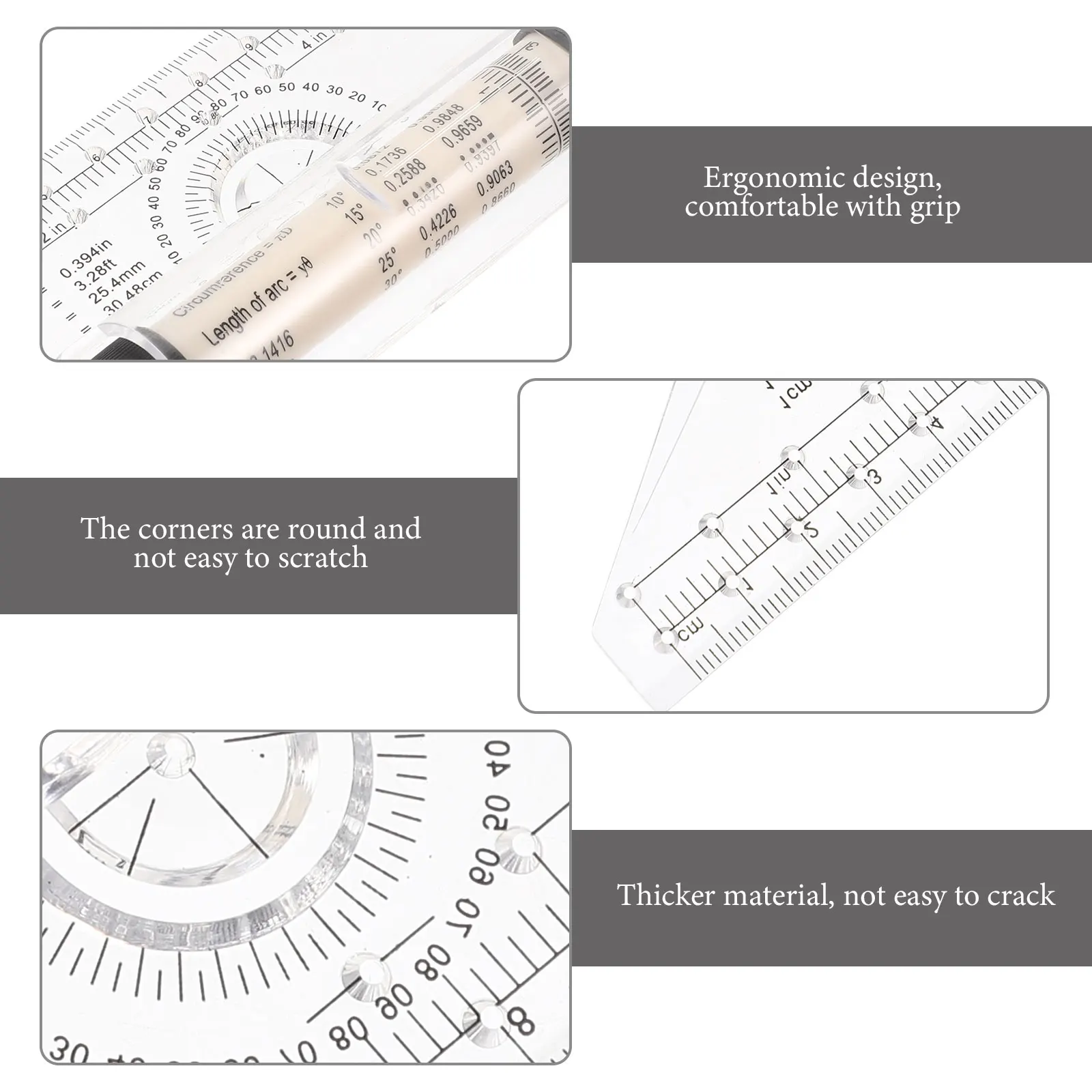 

Plastic Drawing Roller Ruler Parallel Line Tool Multi Purpose Student Engineer Scale Measuring Circle Graph
