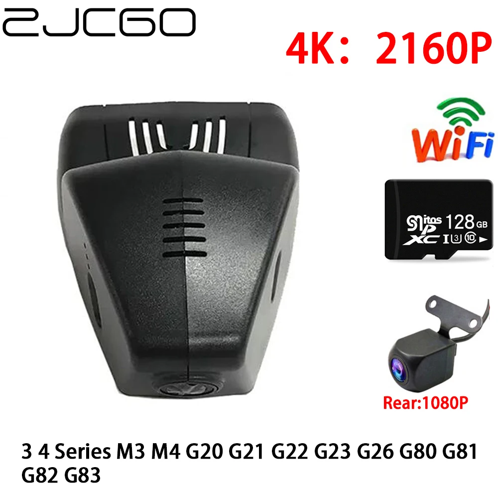 

ZJCGO 4K Автомобильный видеорегистратор, видеорегистратор с Wi-Fi, передняя и задняя камеры, 2 объектива, 24 часа парковки для BMW 3 4 серии M3 M4 G20 G21 G22 G23 G26 G80 G81 G82 G83