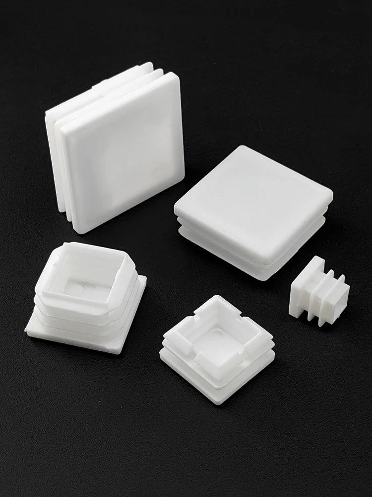 5/10/20Pcs White Rectangle/Square Blanking End Cap Table Leg Foot Pad Steel Pipe Insert Plug 13/15/16/19/20/25/30/32/35mm~200mm image 4