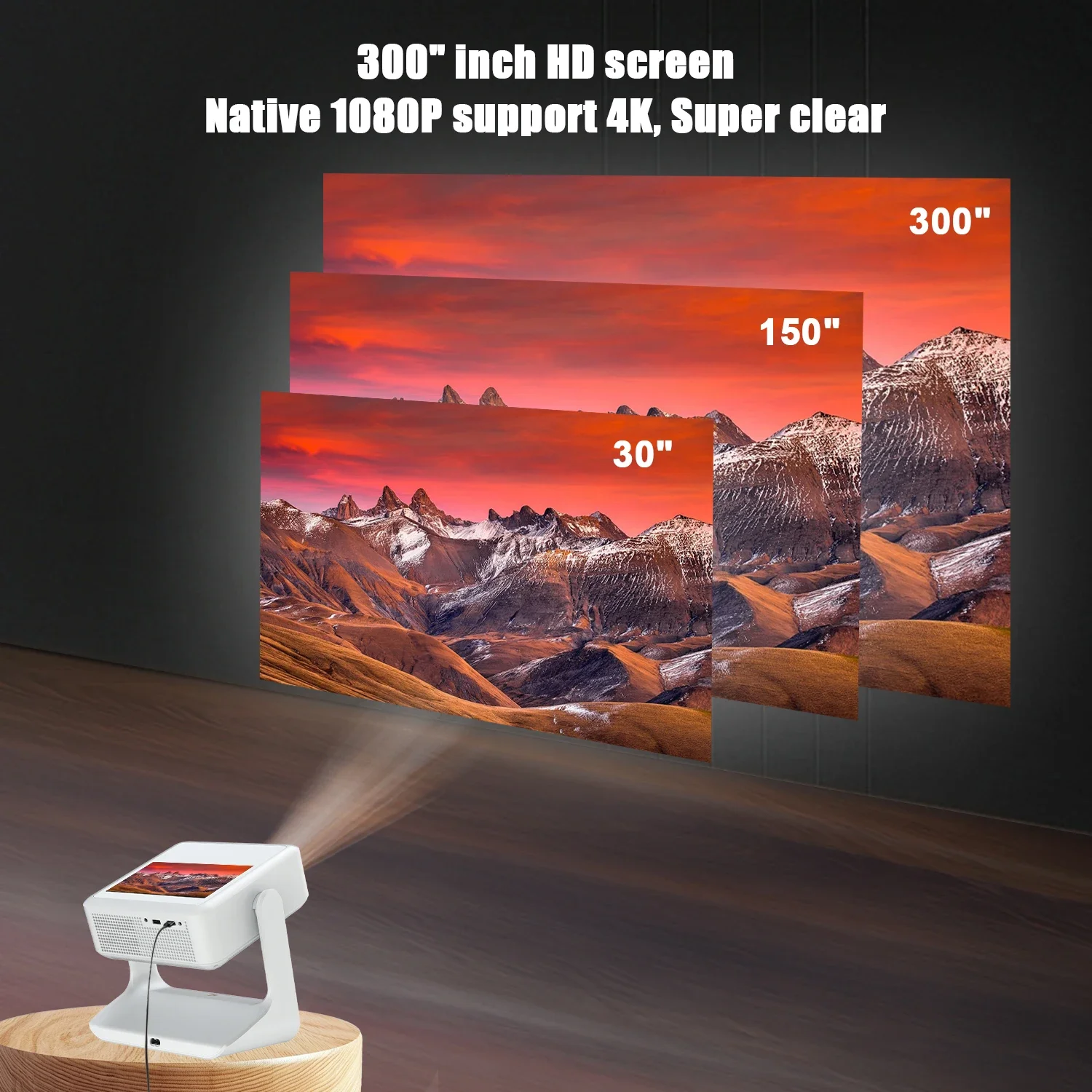 Projector 4K Outdoor Movie Projector HDMI USB with Durable Construction for Various Environments