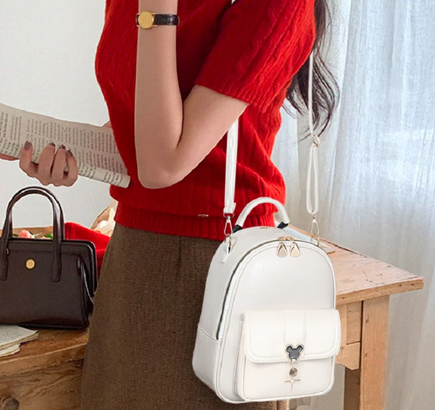 2025 New Spring Fashion High Quality Leather Backpacks Women's Casual Multifunctional Shoulder Bags Totes Messenger Backpack