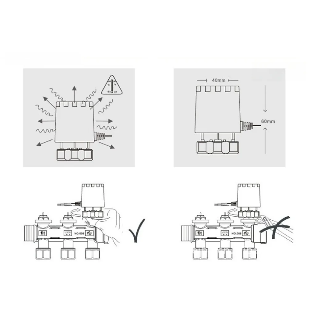 

230VAC Electric Actuator for Underfloor Heating with Low Power Use and IP43 Protection for Stable and Safe Heating Operation