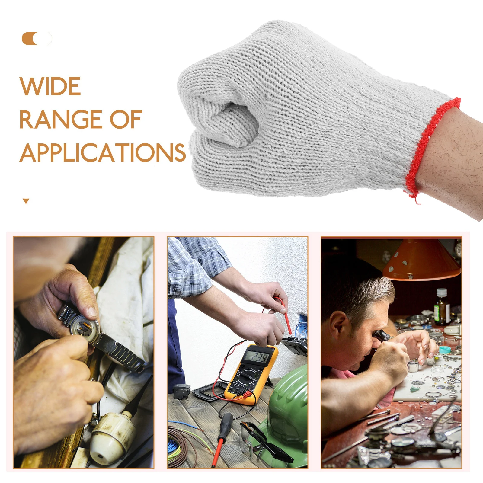 

12Pairs Work Gloves Nylon Cotton Knit Heavy Duty Protective Hand Safety Gear for Mechanics Gardening Outdoor Labor Tasks Non